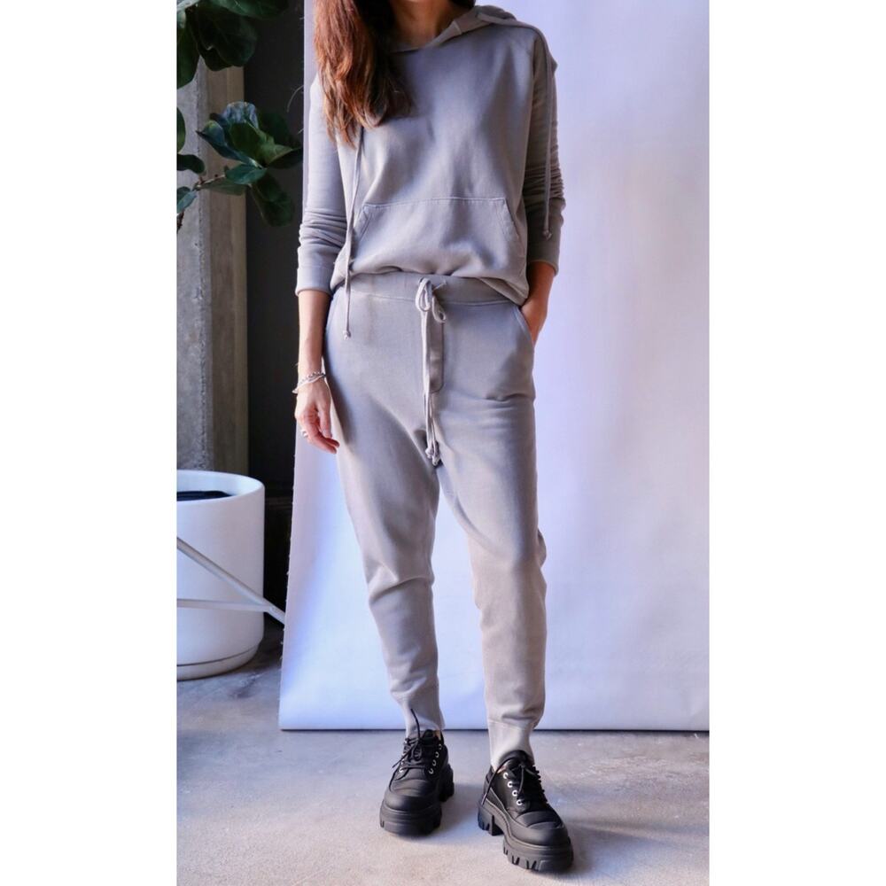 Nili Lotan Nolan Drop Crotch Distressed Sweatpants 100% Cotton Cloud Gray XL